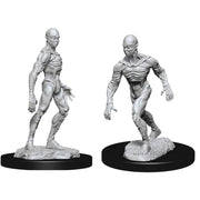D&D Nolzur's Marvelous Miniatures: Doppelganger - Gray plastic miniature of a muscular humanoid figure with sharp claws and textured skin on a round black base.