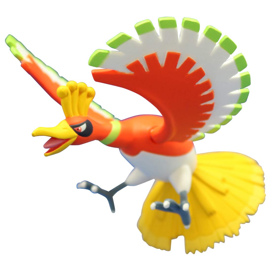 Takaratomy Pokemon Figure Collection - Ho-Oh - Bright orange and yellow Ho-Oh Pokemon figure with spread wings and detailed feathers.
