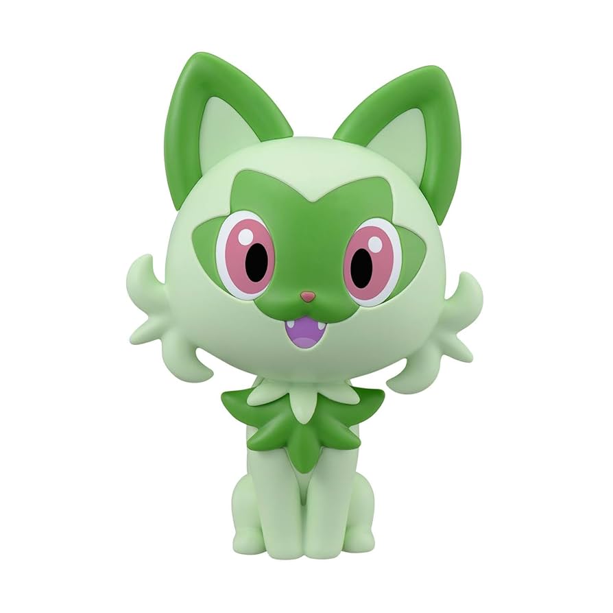 Pokémon Model Kit Quick!! - Sprigatito (PREORDER) - Small green and light green Sprigatito Pokémon figure with large ears and pink eyes, sitting upright.