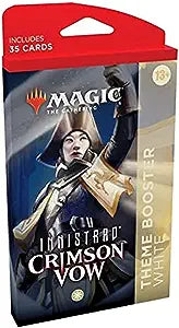 Magic: The Gathering - Innistrad Crimson Vow Theme Booster - The Gathering Innistrad Crimson Vow Theme Booster pack with dark fantasy artwork of a warrior in armor raising a sword, red.