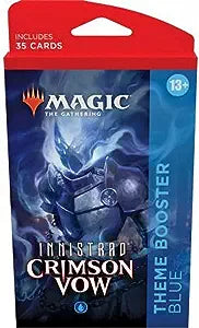 Magic: The Gathering - Innistrad Crimson Vow Theme Booster - The Gathering Innistrad Crimson Vow theme booster pack with dark blue packaging and armored figure artwork.