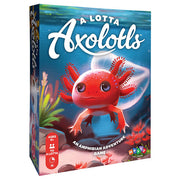 A Lotta Axolotls 2nd Edition (PREORDER) - Colorful board game box featuring a bright red axolotl underwater with coral and bubbles.