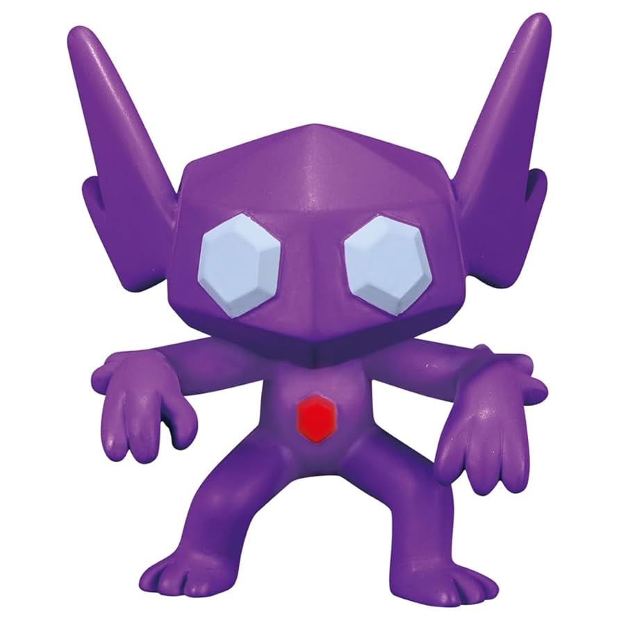 Pokemon MS-34 Sableye - Purple Sableye figure with large gem-like eyes, pointed ears, and a red gem on its chest.