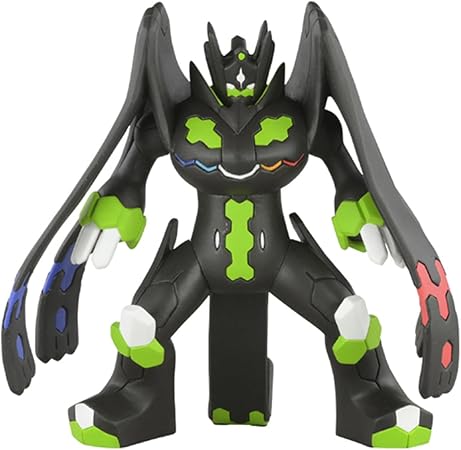 Takaratomy Pokemon Figure Collection - Perfect Forme Zygarde - Black and green articulated Pokemon figure with wing-like arms and red and blue accents on hands and legs.
