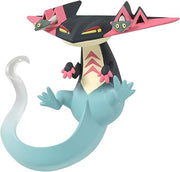Takaratomy Pokemon Figure Collection - Dragapult - Dragapult figure with teal tail and body, black head and wings, pink accents, and yellow eyes.