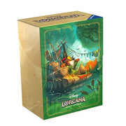 Lorcana Trading Card Game: Into the Inklands Deck Box - Robin Hood - Green rectangular wooden deck box featuring colorful Robin Hood illustration and Lorcana logo.