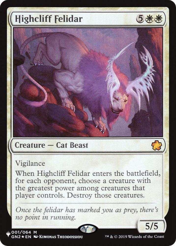 Highcliff Felidar · 001/064 · The List Reprints · Non-foil