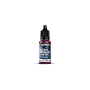 Vallejo True Metallic Metal Shade: Crimson Magenta (18ml) - Small plastic bottle of Vallejo True Metallic Metal paint in crimson magenta, with black twist cap and white label detailing