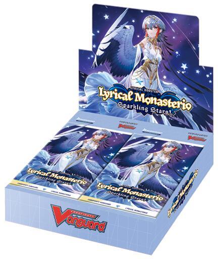 Cardfight Vanguard Divinez - Lyrical Monasterio Sparkling Stars! Booster Box - Blue booster box for Cardfight Vanguard Divinez featuring a celestial female character with long blue hair and white wings.