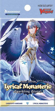 Cardfight Vanguard Divinez - Lyrical Monasterio Sparkling Stars! Booster Pack - Cardfight Vanguard Divinez Lyrical Monasterio Sparkling Stars booster pack with anime female character in white and blue.