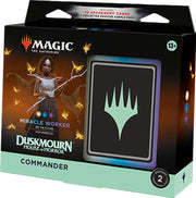Magic: The Gathering - Duskmourn: House of Horror Commander Deck - Miracle Worker - The Gathering Duskmourn House of Horror Commander Deck box featuring dark fantasy artwork with a female character,.