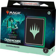 Magic: The Gathering - Duskmourn: House of Horror Commander Deck - Death Toll - The Gathering Duskmourn: House of Horror Commander Deck box with dark teal and black tones, featuring a green ghostly figure