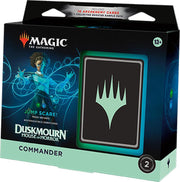Magic: The Gathering - Duskmourn: House of Horror Commander Deck - Jump Scare! - The Gathering Duskmourn House of Horror Commander Deck box with teal and black design featuring a glowing female mage and a.
