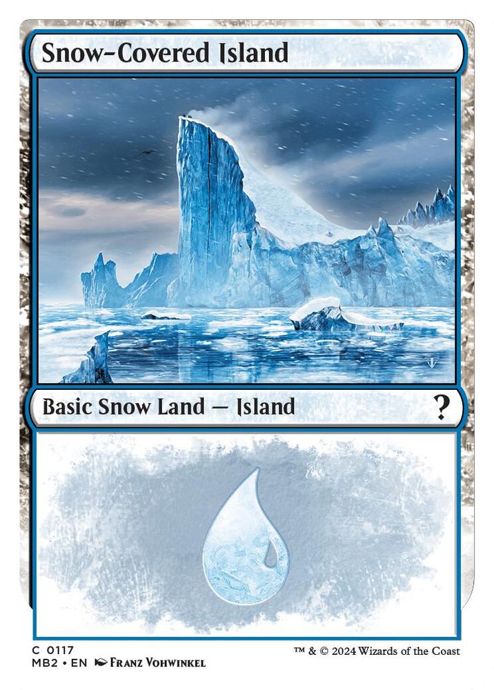 Snow-Covered Island (White Border) · 117 · Mystery Booster 2 · Non-foil