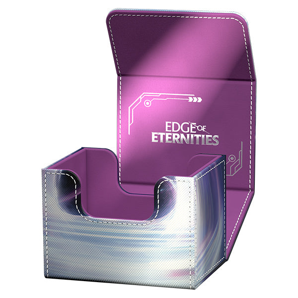 Ultimate Guard Sidewinder 100+ Xenoskin: Magic the Gathering: Edge of Eternities - Susur, Secundi Void Altar - Purple and silver Ultimate Guard Sidewinder 100+ Xenoskin deck box with white Edge of Eternities logo and circuit-like.