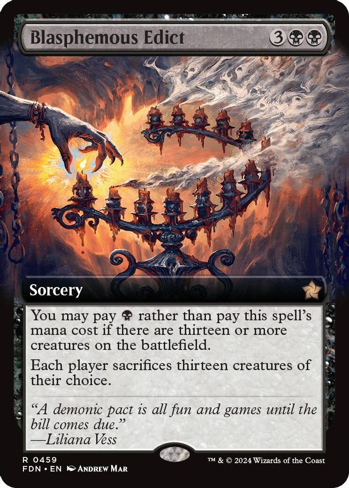 Blasphemous Edict (Extended Art) · 459 · Foundations · Non-foil