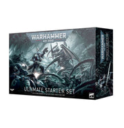 Warhammer 40,000 - Ultimate Starter Set - Dark-themed rectangular box with futuristic alien and armored soldier artwork, labeled Warhammer 40,000 Ultimate Starter Set.