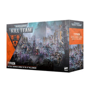 Warhammer 40,000 Kill Team: Typhon - Typhon box featuring dark sci-fi artwork with futuristic soldiers and alien creatures in a dystopian cityscape.