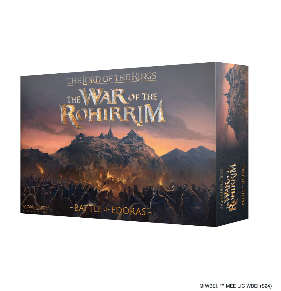 Warhammer The War of the Rohirrim - Battle of Edoras - Warhammer The War of the Rohirrim Battle of Edoras box featuring dark fantasy landscape with a castle and mountains at.
