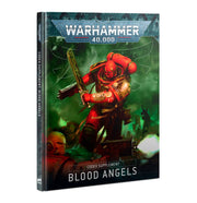 Warhammer 40,000 - Blood Angels - Codex Supplement - Warhammer 40,000 Blood Angels Codex Supplement book with red-armored Space Marine wielding a chainsword on a green smoky.