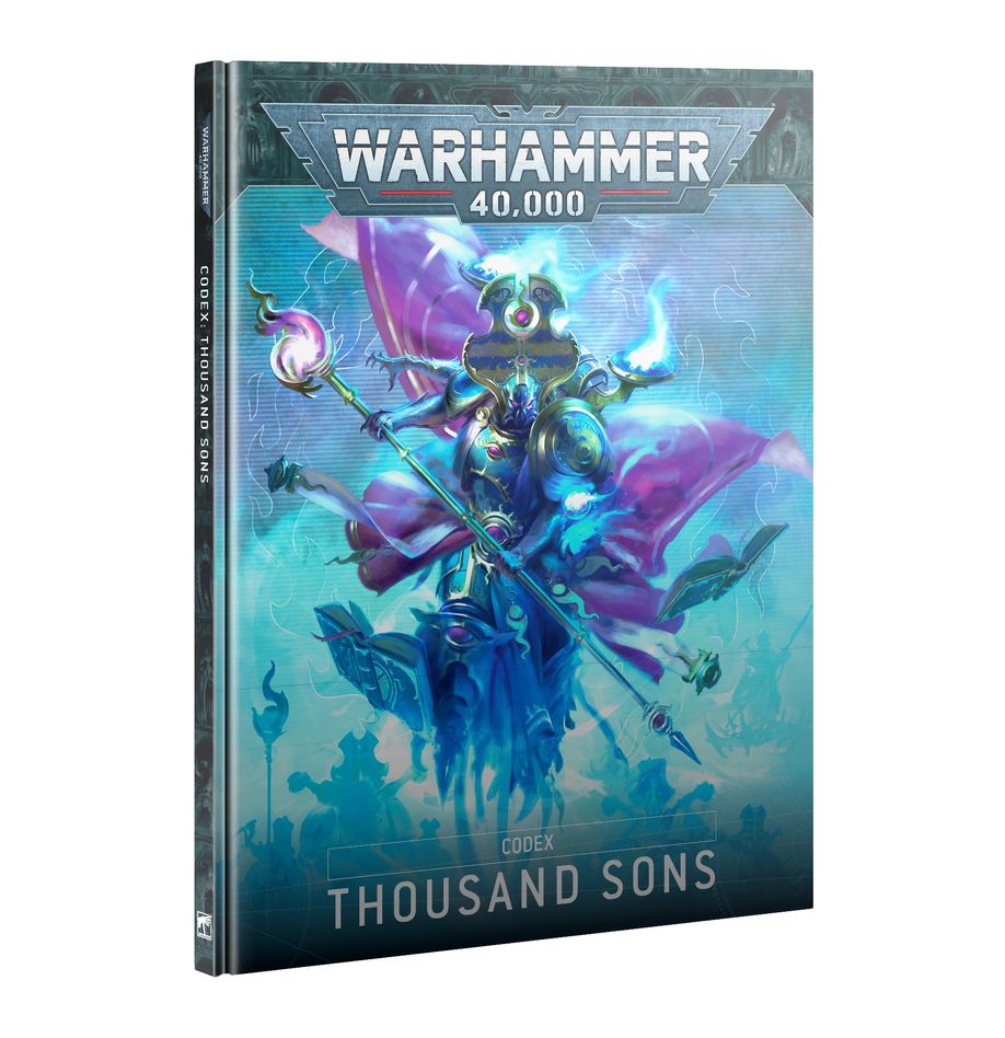 Warhammer 40,000 - Thousand Sons - Codex - Warhammer 40,000 Thousand Sons Codex book with vibrant blue and purple sorcerer artwork on the cover.