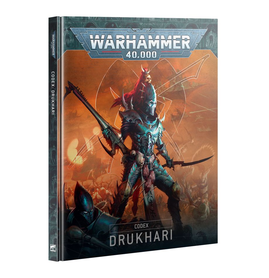 Warhammer 40,000 - Drukhari - Codex - Hardcover Warhammer 40,000 Codex book with dark fantasy warrior artwork on the cover.