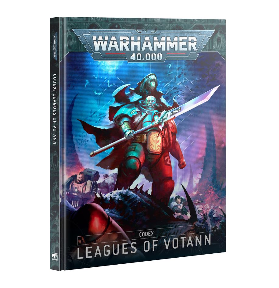 Warhammer 40,000 - Leagues of Votann - Codex - Warhammer 40,000 Leagues of Votann codex book with blue and red sci-fi warrior artwork on cover.