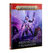 Warhammer Age of Sigmar - Hedonites of Slaanesh - Chaos Battletome (PREORDER) - Warhammer Age of Sigmar Hedonites of Slaanesh Chaos Battletome book with dark fantasy cover art and purple tones.
