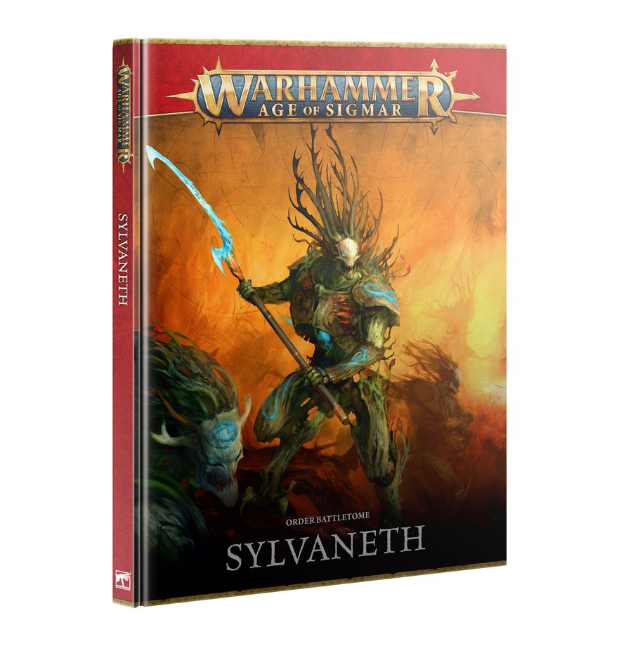 Warhammer Age of Sigmar - Sylvaneth - Order Battletome (PREORDER) - Warhammer Age of Sigmar Sylvaneth Order Battletome book with fantasy tree warrior cover art in fiery background.