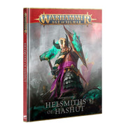Warhammer Age of Sigmar - Helsmiths of Hashut - Chaos Battletome (PREORDER) - Warhammer Age of Sigmar battletome with fiery armored warrior wielding glowing weapons on dark fantasy cover.