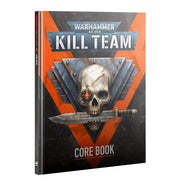 Warhamer 40,000 - Kill Team - Core Book - Warhammer 40,000 Kill Team Core Book with black and orange cover featuring a skull with a red cybernetic eye and a knife.