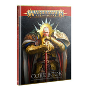 Warhammer Age of Sigmar - Core Book - Warhammer Age of Sigmar Core Book with detailed fantasy armor character holding sword on black and red cover.