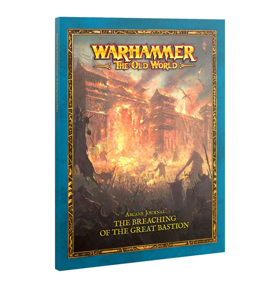 Warhammer: The Old World - Arcane Journal - The Breaching of the Great Bastion (PREORDER) - Hardcover Arcane Journal with blue spine, detailed fantasy battle illustration, and gold-embossed Warhammer title.