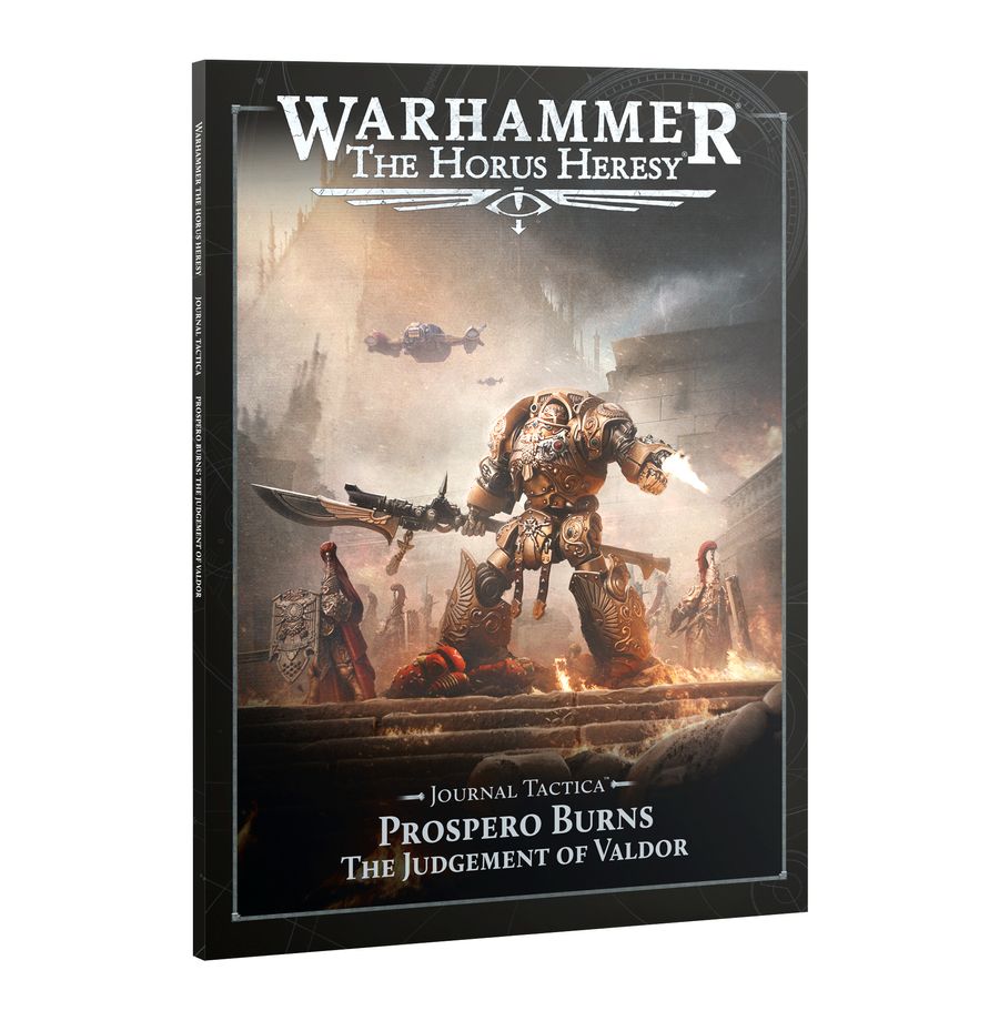 Warhammer: The Horus Heresy - Journal Tactica: Prospero Burns – The Judgement Of Valdor (PREORDER) - Hardcover Warhammer The Horus Heresy journal featuring armored mech warrior artwork on the dark cover.