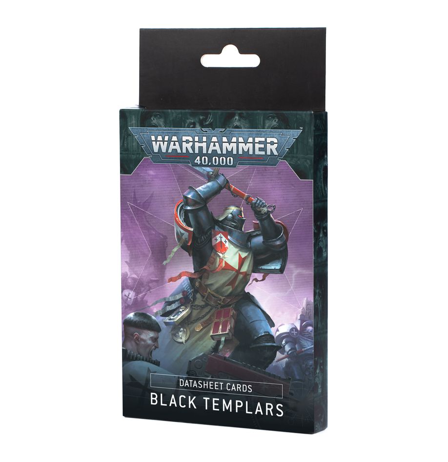 Warhammer 40,000 - Black Templars - Datasheet Cards - Warhammer 40,000 Black Templars datasheet cards pack with knight warrior artwork on front in dark tones.