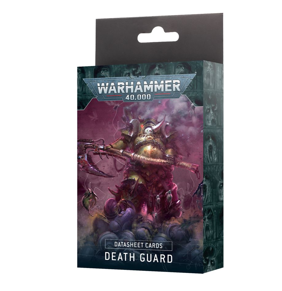 Warhammer 40,000 - Death Guard - Datasheet Cards - Warhammer 40,000 Death Guard datasheet cards pack with dark green and purple fantasy artwork featuring a plague-ridden.