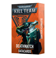 Warhammer 40,000 - Kill Team - Deathwatch Datacards - Orange rectangular box featuring a futuristic armored soldier with a weapon, labeled Warhammer Kill Team Deathwatch.