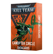 Warhammer 40,000 - Kill Team - Canoptek Circle Datacards - Orange and black Warhammer 40,000 Kill Team Canoptek Circle Datacards box with green robotic insect illustration.