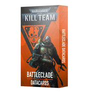 Warhammer 40,000 - Kill Team - Battleclade Datacards - Orange and gray Warhammer 40,000 Kill Team Battleclade Datacards box featuring armored soldier artwork and bold typography.