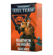Warhammer 40,000 - Kill Team - Hearthkyn Salvagers Datacards - Orange and black Warhammer 40,000 Kill Team datacards box featuring a futuristic armored warrior holding a weapon.