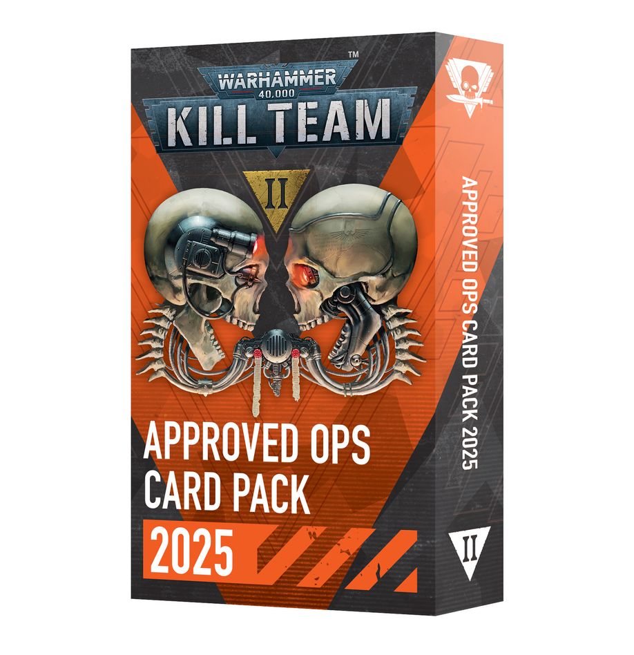 Warhammer 40,000 - Kill Team - Approved Ops Card Pack 2025 - Warhammer 40,000 Kill Team Approved Ops Card Pack 2025 with skull helmets and black, orange, and gray color scheme.