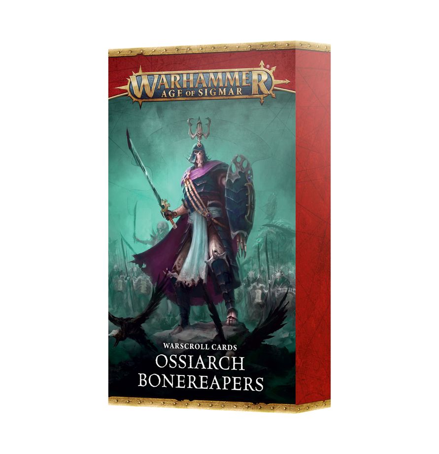 Warhammer Age of Sigmar - Ossiarch Bonereapers - Warscroll Cards (PREORDER) - Box set of Warhammer Age of Sigmar Ossiarch Bonereapers warscroll cards with dark fantasy skeletal warrior artwork on cover.