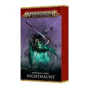 Warhammer Age of Sigmar - Nighthaunt - Warscroll Cards - Warhammer Age of Sigmar Nighthaunt Warscroll Cards box with ghostly blue-green figure holding a scythe on purple background.