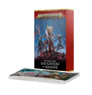 Warhammer Age of Sigmar - Daughters of Khaine - Warscroll Cards (PREORDER) - Warhammer Age of Sigmar Daughters of Khaine warscroll cards with red and gold box featuring fantasy warrior artwork.