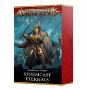 Warhammer Age of Sigmar - Stormcast Eternals - Warscroll Cards - Box of Warhammer Age of Sigmar Stormcast Eternals warscroll cards with gold-armored warrior artwork on front.