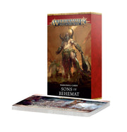Warhammer Age of Sigmar - Sons of Behemat - Warscroll Cards (PREORDER) - Tall rectangular box with Warhammer Age of Sigmar branding and a horned giant warrior illustration, accompanied by a stack.