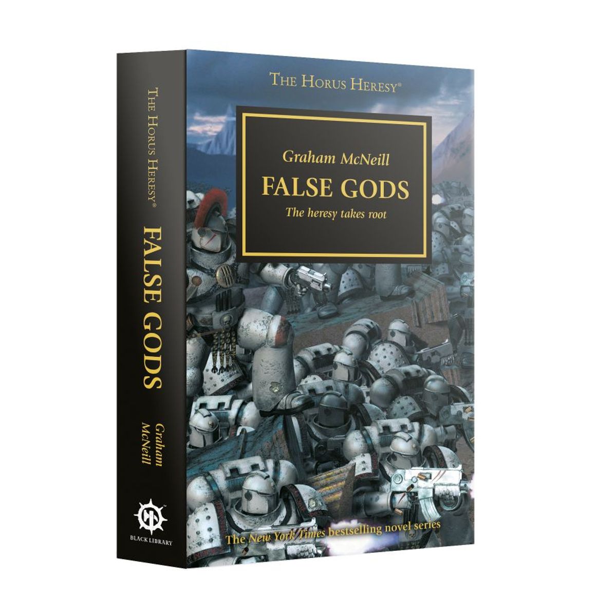 False Gods (Paperback) The Horus Heresy Book 2 - Paperback book False Gods The Horus Heresy Book 2 by Graham McNeill with dark sci-fi artwork of armored soldiers on cover.