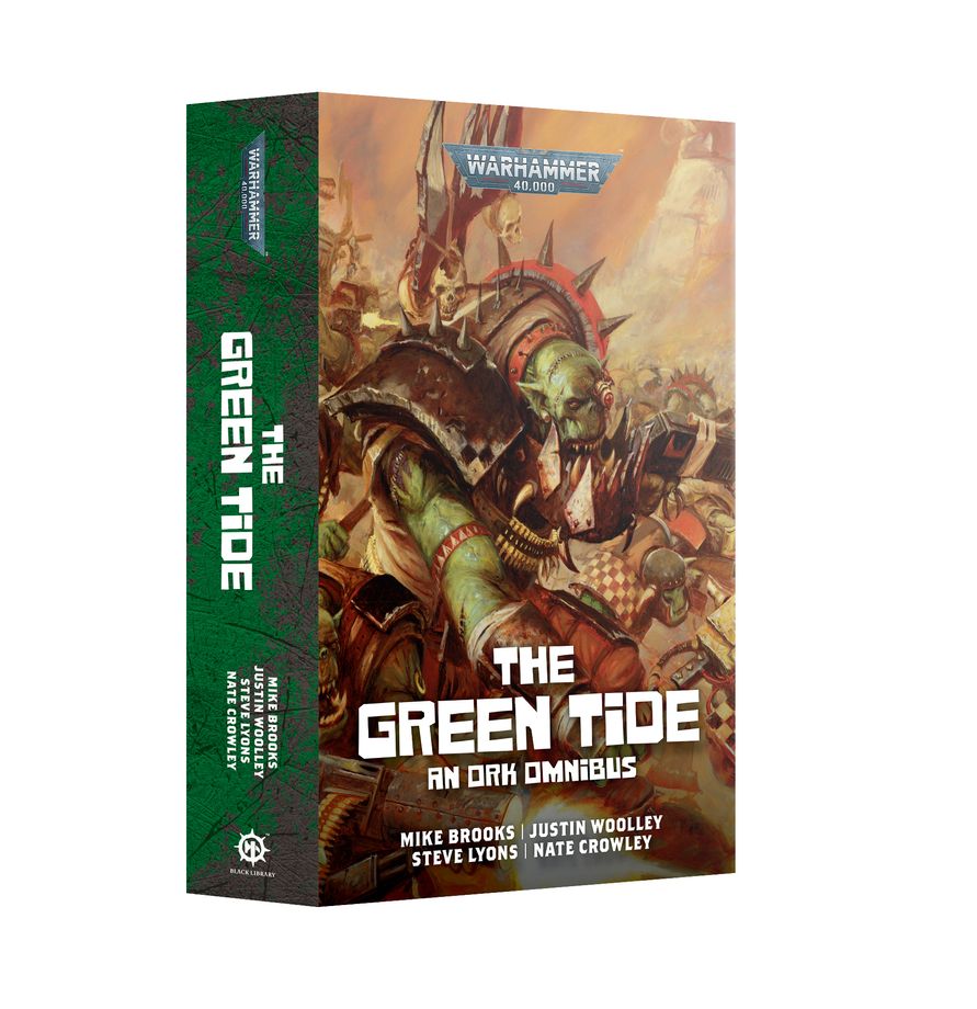 The Green Tide (Paperback) (PREORDER) - Paperback book titled The Green Tide with Warhammer logo, featuring armored orc warriors in battle on the cover in earth.