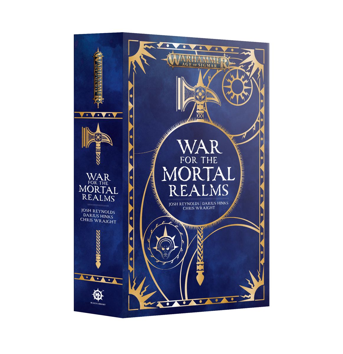 War for the Mortal Realms (Paperback) - Paperback book War for the Mortal Realms with deep blue cover and gold fantasy-style symbols and text.