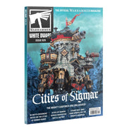 White Dwarf: Issue 525 - White Dwarf magazine issue 525 featuring a detailed, industrial fortress model from Age of Sigmar on the cover with a cloudy